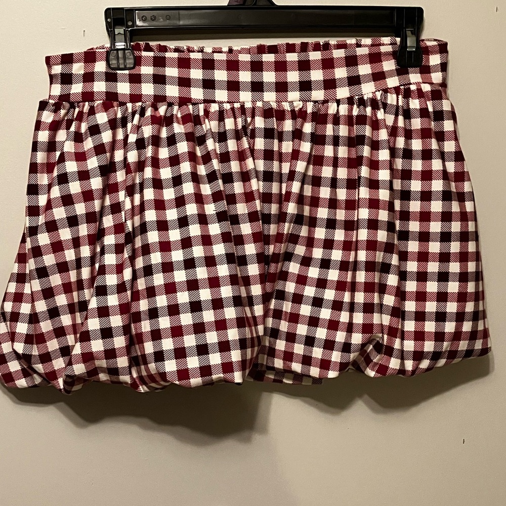 Gingham Bubble Mini Skirt - Pink & White Size Large